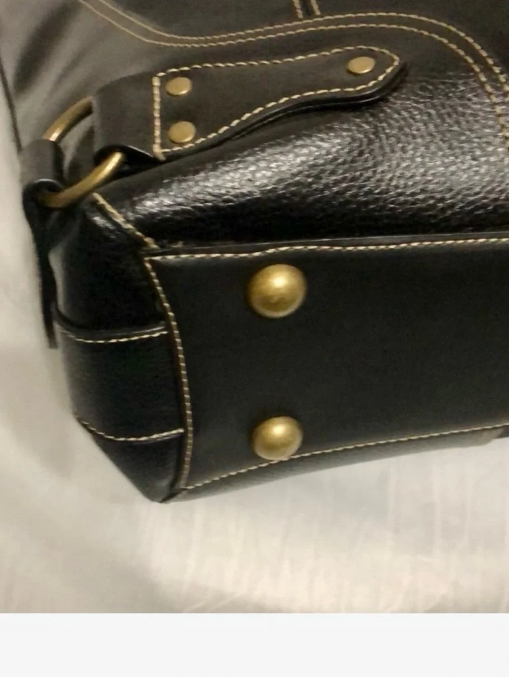Classic Black Tote Bag with Top  Stitching